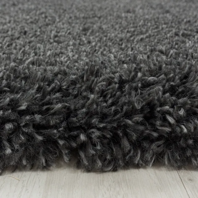 Ayyildiz Rond hoogpolig vloerkleed - Fuzzy Donkergrijs Ø 80cm