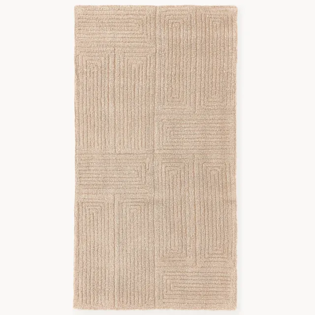 Westwing Collection Hoog-laag wollen vloerkleed Alexia, handgetuft Beige