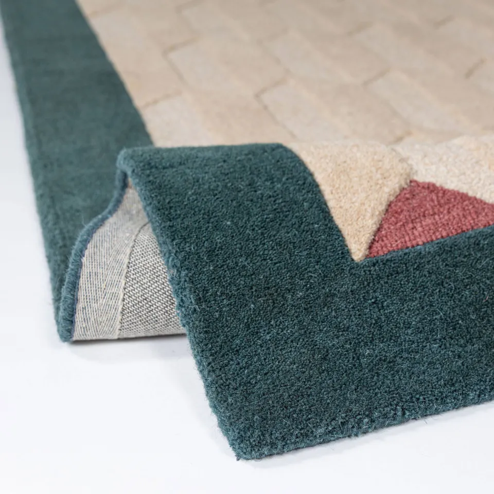 Flair Rugs Apex Border wollen vloerkleed blauw, foto 4
