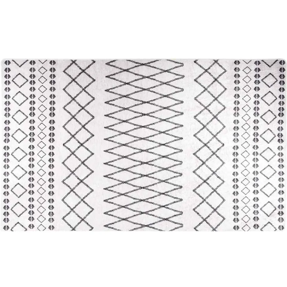 vidaXL Vloerkleed wasbaar 120x170 cm zwart en wit