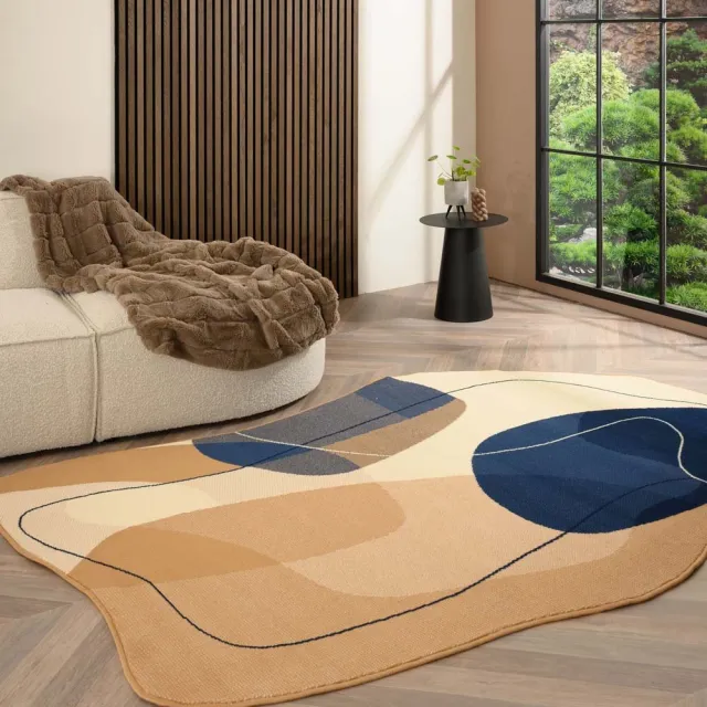 Tapeso Organisch vloerkleed - Ease Stone blauw