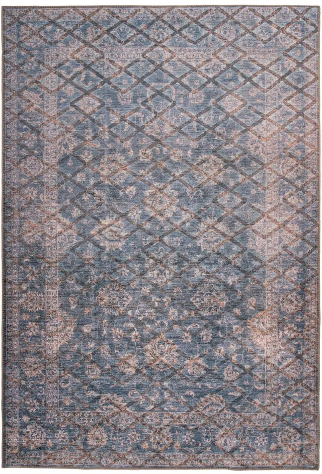 Padiro design laagpolig vloerkleed 120 x 180 cm - donkerblauw - modern abstract ontwerp - van polyester en katoen
