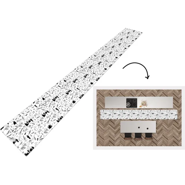 KitchenYeah Keukenloper - Keukenmat - Muziek - Patronen - Zwart Wit - Keuken vloerkleed Zwart; Wit