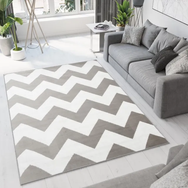 Tapiso Bali PP Vloerkleed Wit Lichtgrijs Laagpolig Tapijt Modern Maat- 140x200 Grijs 23