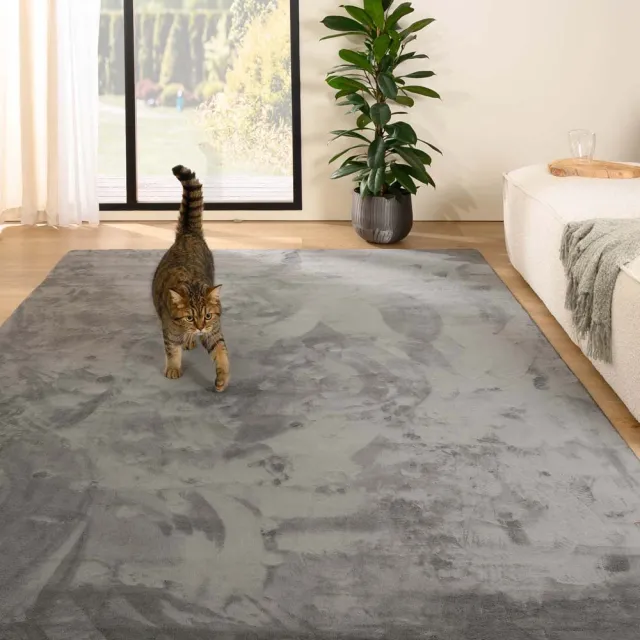 Tapeso Zacht vloerkleed - Plush grijs