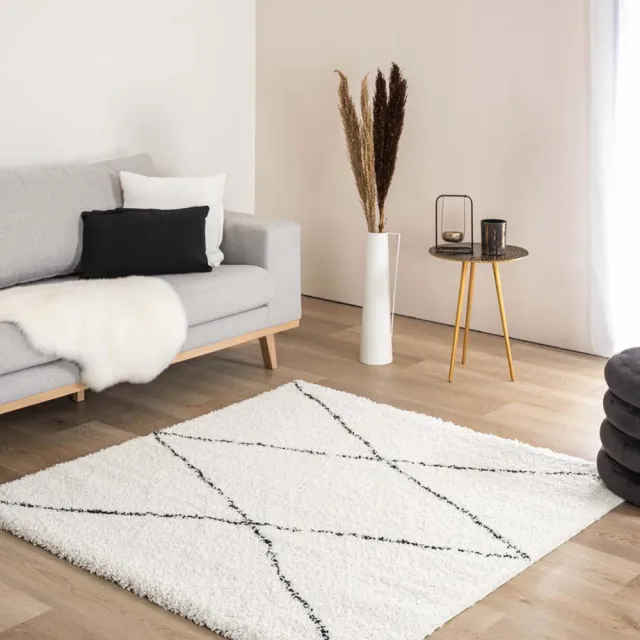 Boho&me Vierkant berber vloerkleed - Artisan Atla wit/zwart 200x200
