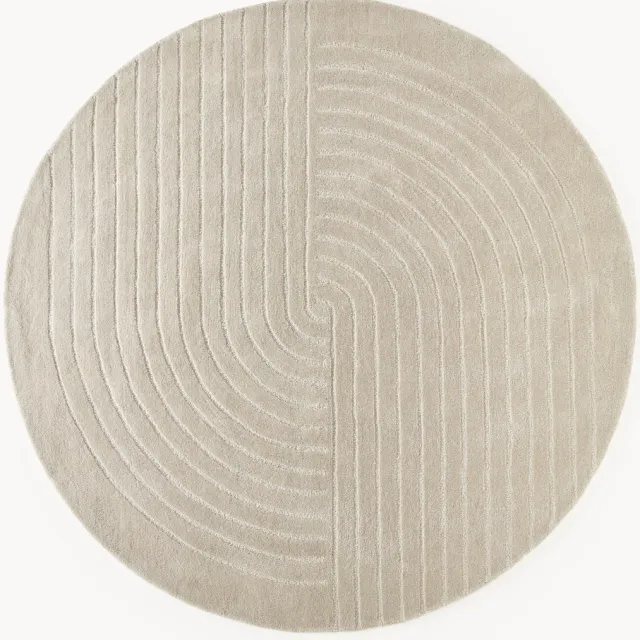 Westwing Collection Rond wollen vloerkleed Mason, handgetuft Grijs