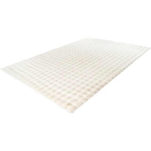 Lalee Harmony - 3d Vloerkleed - Tapijt – Karpet - Hoogpolig - Superzacht - Fluffy - Shiny- 3d blokjes- rabbit- 120x170cm ivoor gebroken wit