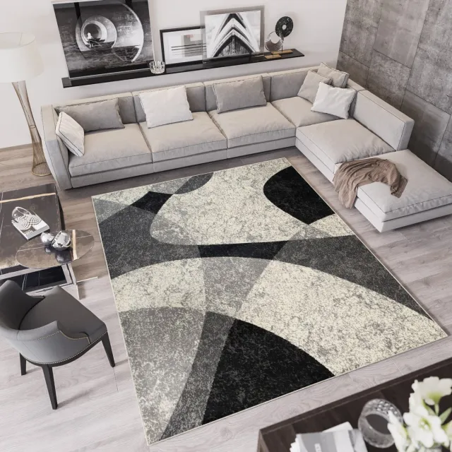 Tapiso Qmega Vloerkleed Grijs Abstract Woonkamer Tapijt, foto 6
