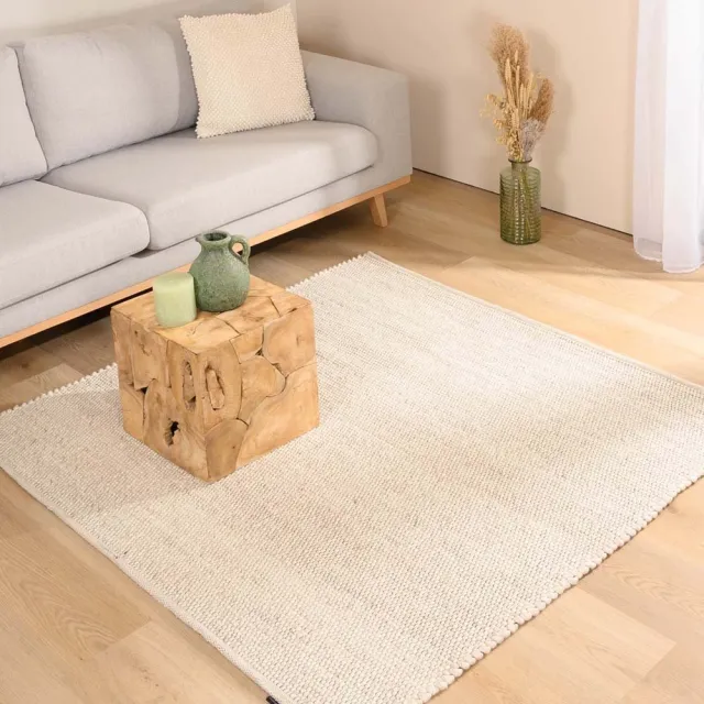 Nordic Weavers Wollen vloerkleed vierkant - Lett wit 250x250