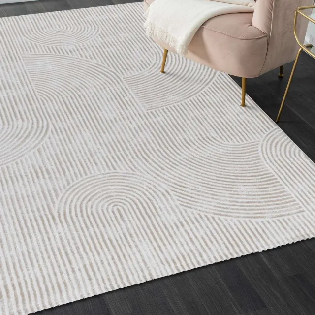 flycarpets Harmonie Modern Golvende Zandduinen Vloerkleed - Beige