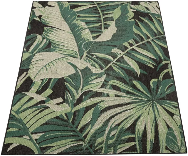 flycarpets Binnen en Buitenkleed Ostivia - Gebloemd - Zwart