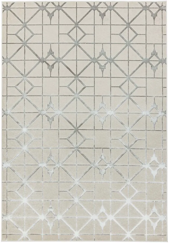 Eazy Living Easy Living - Aurora-Lattice Vloerkleed - 200x290 - Rechthoek - Laagpolig Tapijt - Klassiek - Beige, Zilver