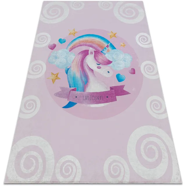 RUGSX Kleden Rugsx BAMBINO 2533 tapijt wasbaar Yksisarvinen, regenboo 200x290 cm Roze