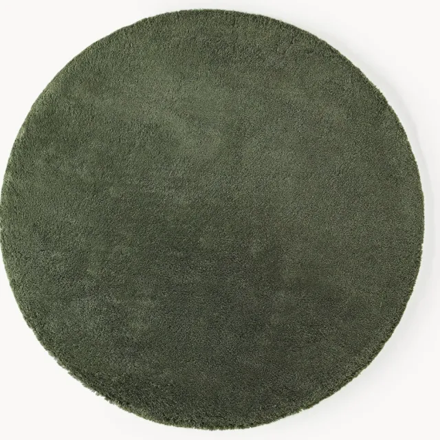 Westwing Collection Extra zacht rond hoogpolig vloerkleed Leighton Groen