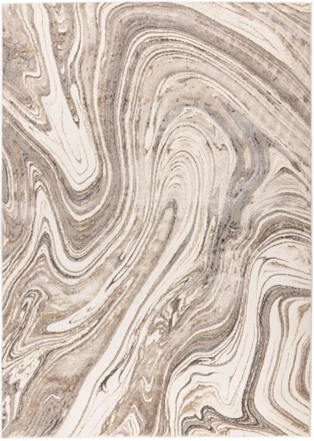 Padiro design laagpolig vloerkleed 120 x 170 cm - lichtbeige - modern abstract ontwerp - voor vloerverwarming - van polyester en jute