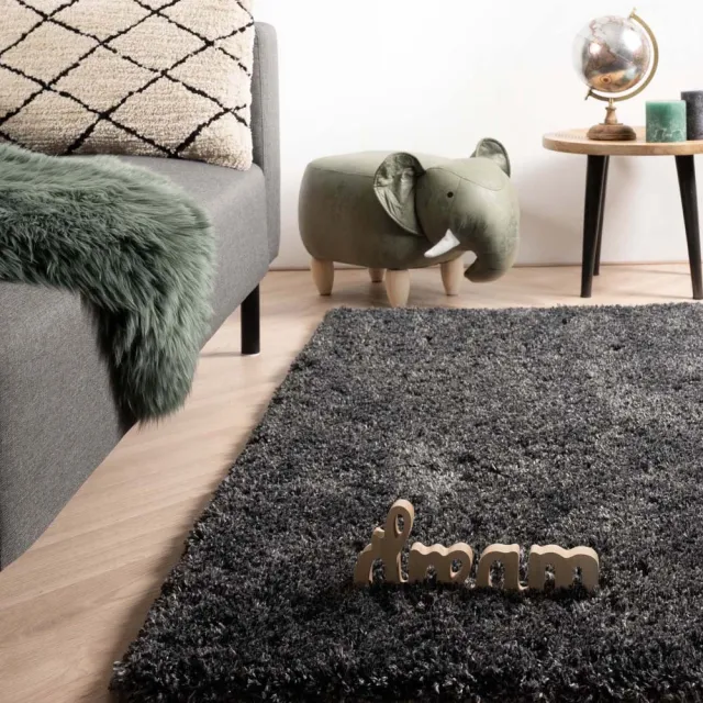 Tapeso Hoogpolig vloerkleed - Cozy Shaggy antraciet 120x170