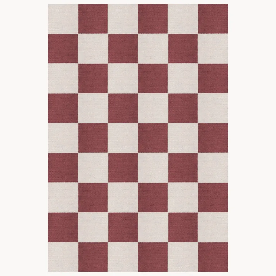 Layered Chess Flatweave Burgundy - 250 X 350 cm Rood; Wit