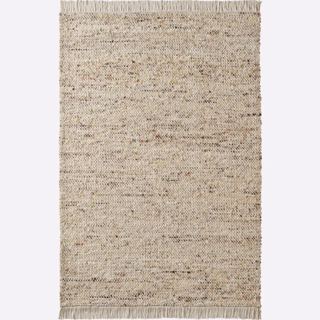 vloerkleed wol bruin gemêleerd bruin/ecru gemêleerd