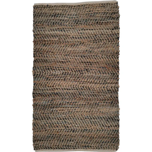 Rocaflor Vloerkleed - Loper - Jute - Gerecycled leer - Grijs - 80x240cm