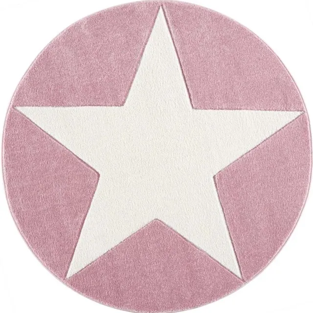 Livone Kindervloerkleed Happy Rugs Star Rond - Roze Ø 133 cm