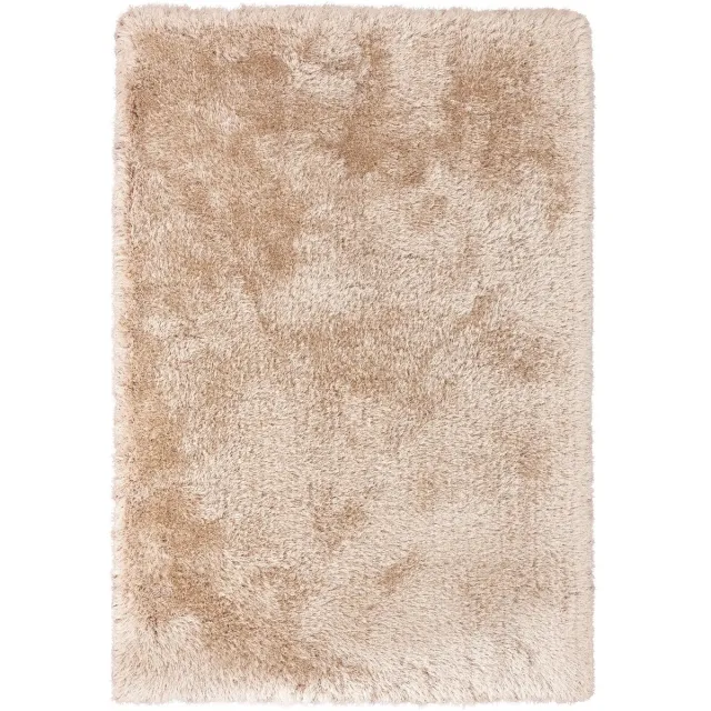 Padiro pluizig hoogpolig shaggy vloerkleed 120 x 170 cm - lichtbeige - modern effen ontwerp - voor vloerverwarming - van polyester en katoen