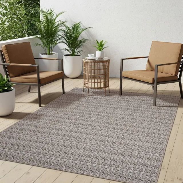 Tapiso Melissa Buitenkleed Buitentapijt Bruin Creme Vloerkleed Binnen Buiten Kleed Tapijt Maat- 80x200 Bruin 7