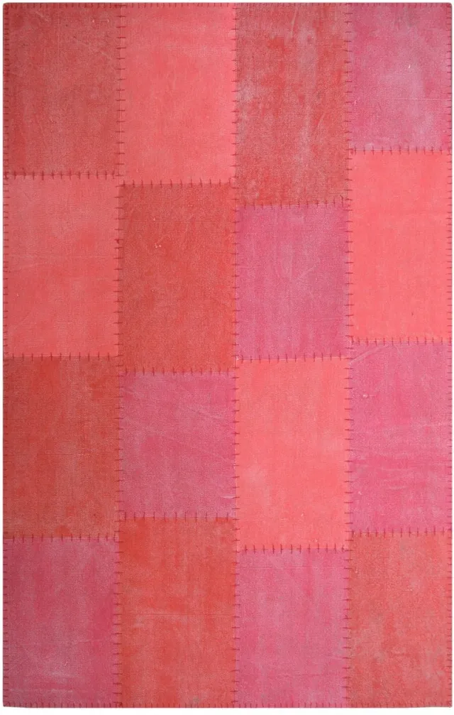Padiro design laagpolig vloerkleed 120 x 170 cm - bordeaux - patchworkontwerp - met grote rechthoekige vlakken en vintage-uitstraling - voor vloerverwarming - van katoen rood