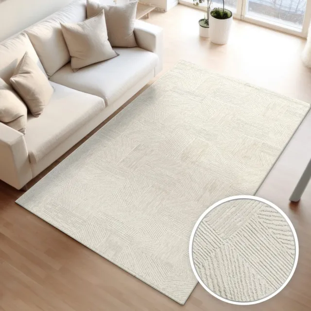 TT Home Woonkamertapijt eetkamer kortpolig boho-design Scandinavisch abstract effen 80 x 150 cm Rechthoek 80 x 150 cm Rechthoek creme