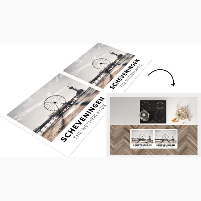 KitchenYeah Keukenloper - Loper keuken - Nederland - Strand - Reuzenrad - 120x50 cm - Keukenloper vinyl Multicolor