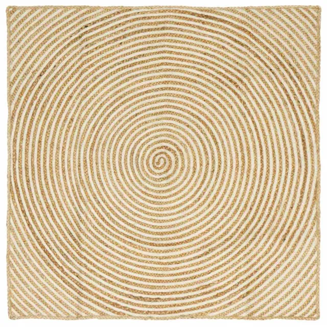 vidaXL Gebied Tapijt Natuurlijk en Wit 160 x 160 cm Jute