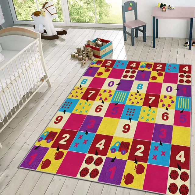 Zeo Wood Vloerkleed Kinderkamer - Speelkleed Baby - Speelmat - Speeltapijt - Tapijt voor Kinderkamer - 120*180 cm - Leergetallen