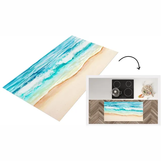 KitchenYeah Keukenloper - Loper keuken - Strand - Golf - Zee - Keukenloper vinyl Multicolor