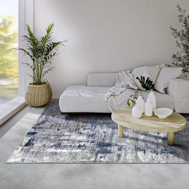 Elle Decoration Flycarpets Elle Decoration - Imagination - Laagpolig Vloerkleed - Malard - Blauw / Beige - 200x290 cm Grijs