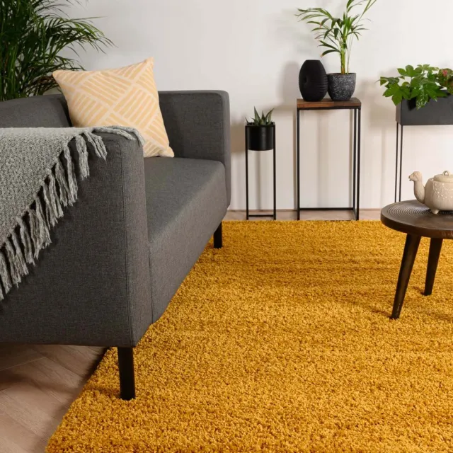 Tapeso Hoogpolig vloerkleed - Shaggy Trend okergeel 120x170