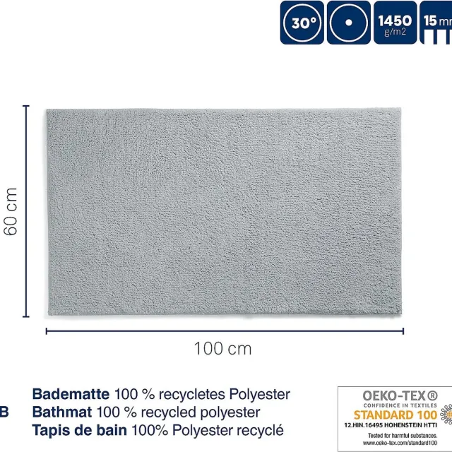 Kela Badmat, 100 x 60 cm, Polyester, Granietgrijs - Kela | Maja