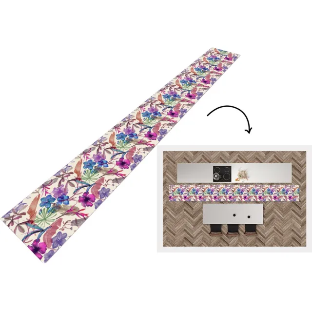 KitchenYeah Keukenloper - Keukenmat - Bloemen - Regenboog - Jungle - Patroon - Vintage - Keuken vloerkleed multicolor, foto 3