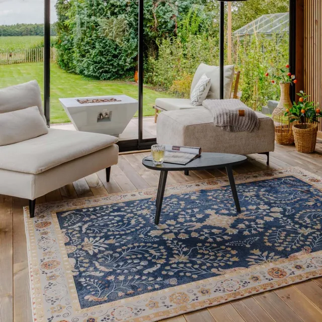 Heritaged Vintage buitenkleed - Valenca Sera donkerblauw 230x330
