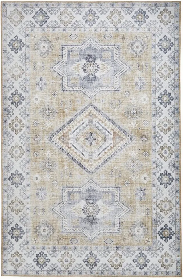 Vercai Rugs Fenix Collectie - Laagpolig Vloerkleed - Modern Tapijt met Vintage Ontwerp - Chenille - Geel