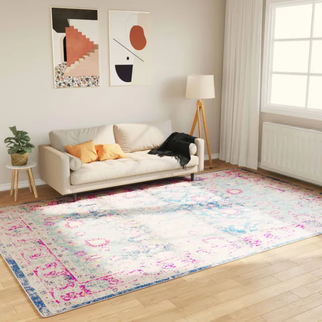 vidaXL Vloerkleed wasbaar 190x300 cm meerkleurig Blauw