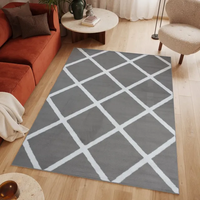 Tapiso Luxury Vloerkleed Grijs Wit Lijnen Woonkamer Modern Tapijt Grijs Wit 2