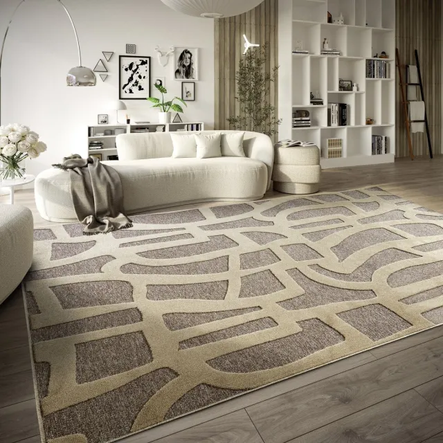 Villeroy & Boch Flycarpets Villeroy & Boch - Laagpolig Vloerkleed - Therese - Grijs / Beige - 160x230 cm