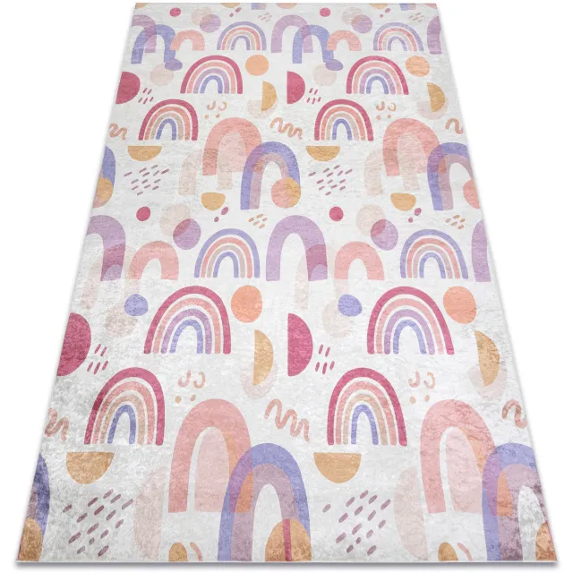 RUGSX Kleden Rugsx BAMBINO 61480 tapijt wasbaar Regenboog, stippen vo 200x290 cm Beige