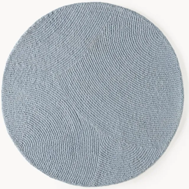 Westwing Collection Rond handgetuft wollen vloerkleed Eleni Lichtblauw