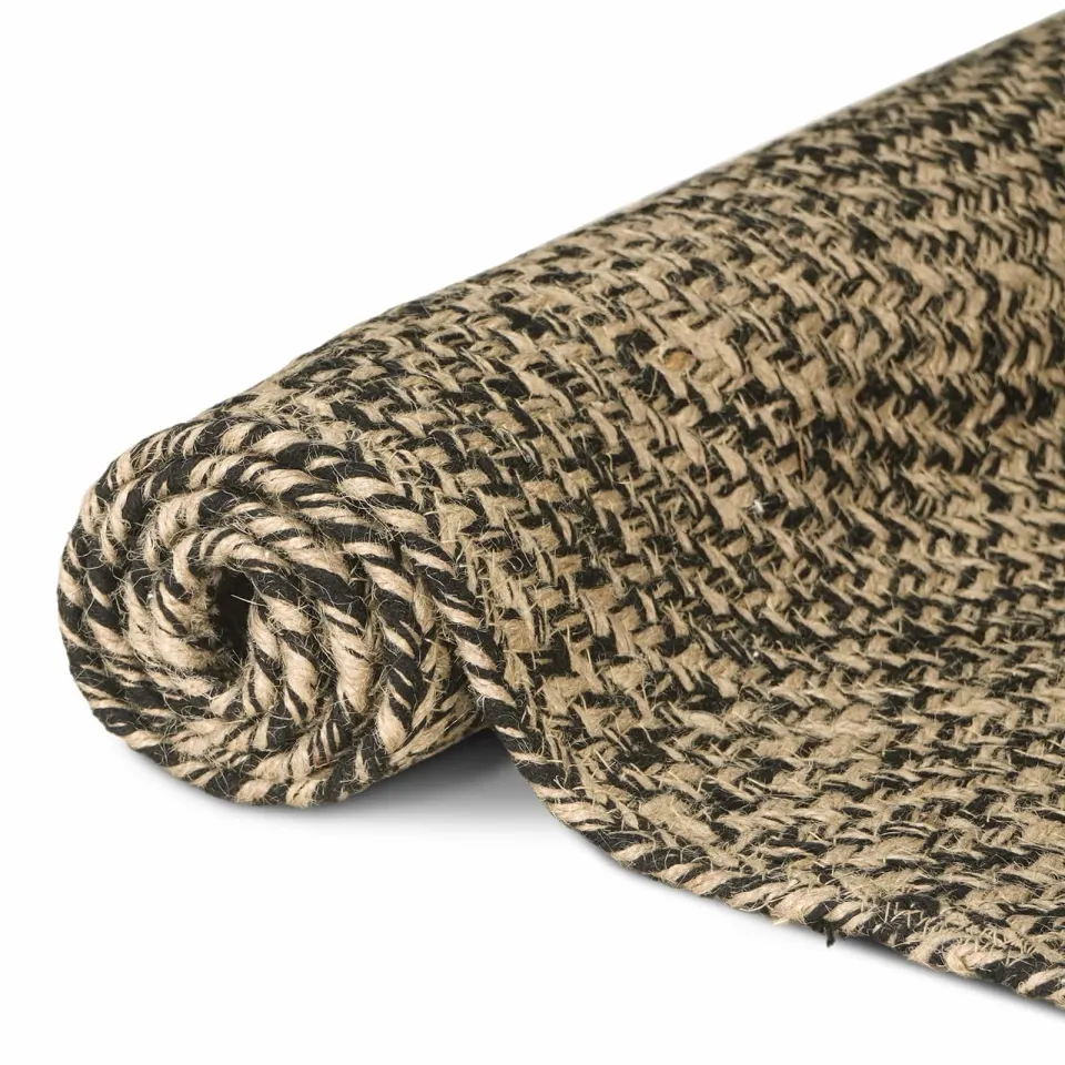 vidaXL Gebied Tapijt Naturel en Zwart 80 x 150 cm Jute, foto 2
