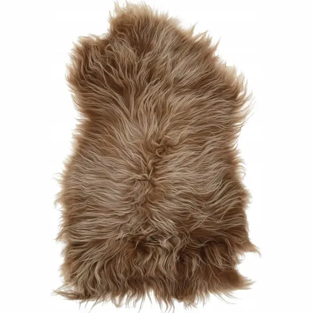 Gravora Luxe schapenvacht kleed/hoes, bruin, 60-70 x 90-110 cm, lange vacht