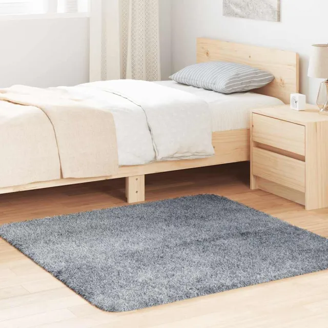 vidaXL Hoogpolig vloerkleed NAVARRA 120x120 cm polyester lichtgrijs grijs, foto 2