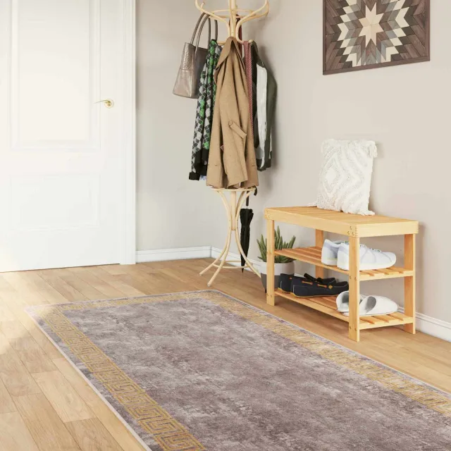 vidaXL Vloerkleedloper MARSA Grijs en Goud 100 x 250 cm, foto 2