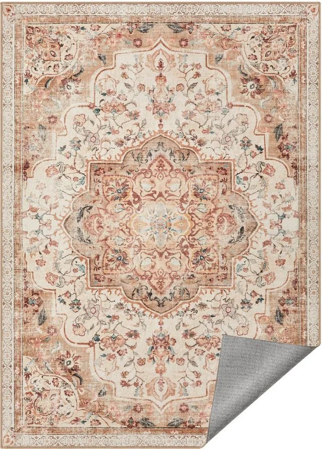Songmics HOME - Tapijt - Vintage Vloerkleed - Wasbaar en Antislip - Voor Woonkamer Slaapkamer Keuken Kameelbruin