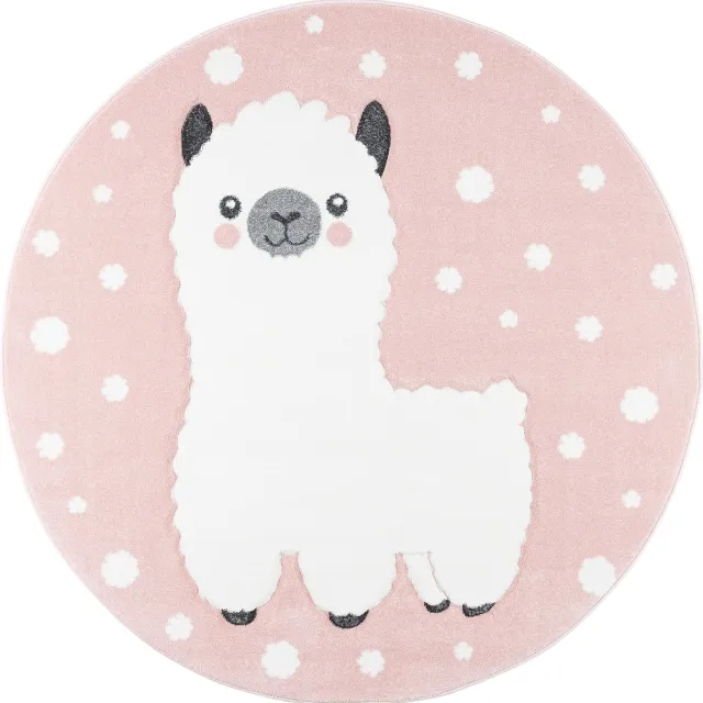 Pergamon Vloerkleed Kinderen spelen Maui Kids Alpaca Rond Roze